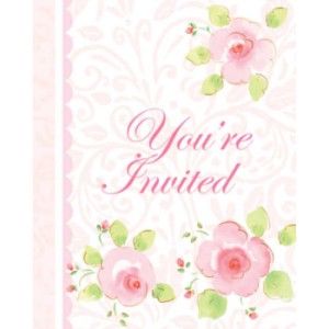 Pink Garden Invitations w/Glitter