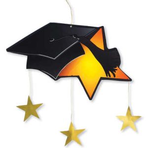 Mortar Hat & Stars Hanging Cutout