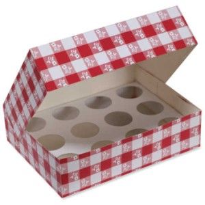 Red Gingham Cupcake Box