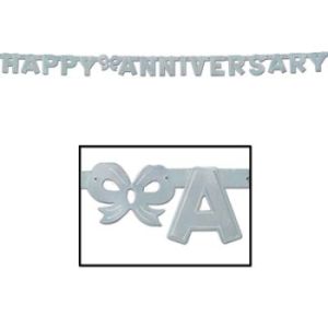 Foil Silver Happy Annversary Streamer