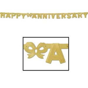 Foil Gold Happy Annversary Streamer