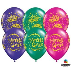 Mardi Gras Masks & Beads Qualatex Balloons