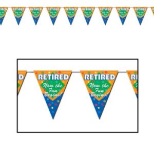 Retired Now the Fun Begins Pennant Banner