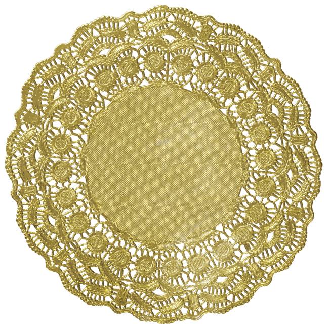 Foil Round Lace 9.5inch Doilies, Gold Paper Lace Doilies & Placemats