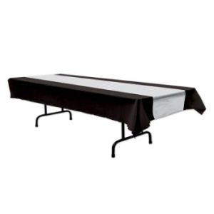 Black & Silver Banquet Table Cover