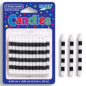 White & Black Stripe Candles