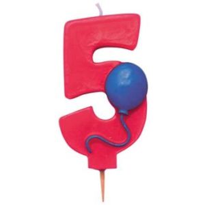Numeral Candles w/Balloon #5