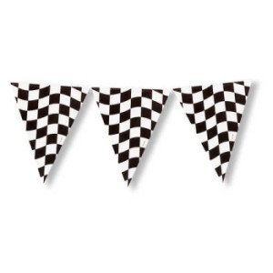 Black & White Checked 12-Foot Plastic Banner