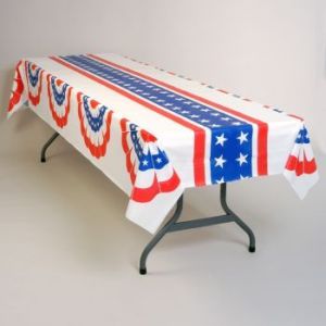 Patriotic Fan Drape Banquet Table Cover