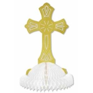 Gold Cross 10-Inch Centerpiece