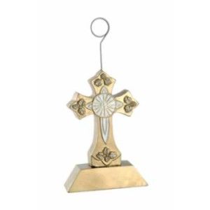 Gold Cross Photo/Balloon Holder