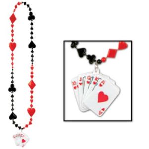 Card Suit Beads w/Royal Flush Medallion