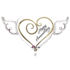 Happy Anniversary Heart Wings Foil Balloon