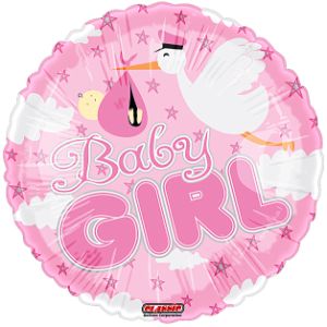 Baby Girl Stork Foil Balloon