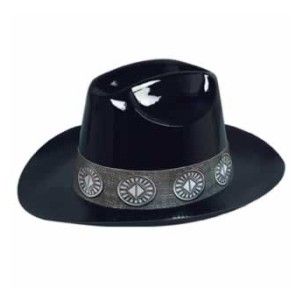 Black Plastic Cowboy Hat