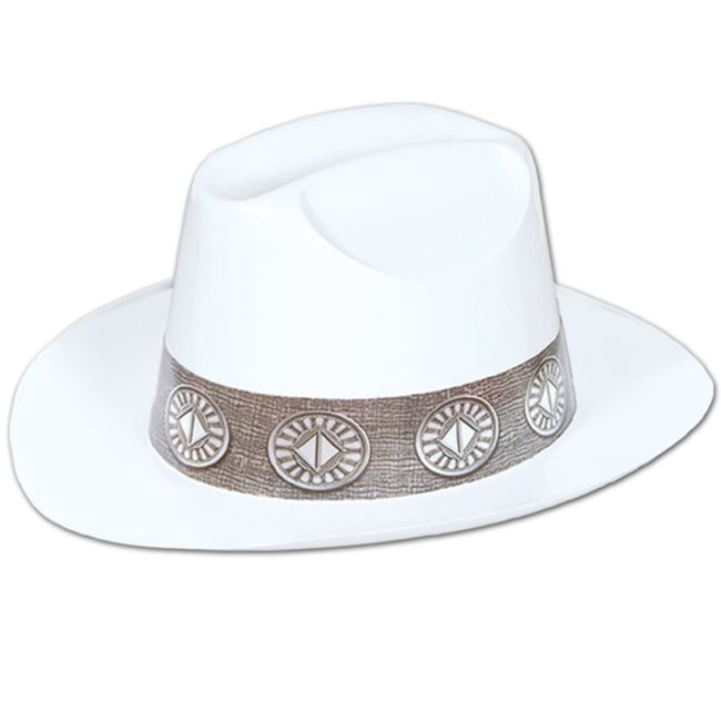 White Plastic Cowboy Hat Western