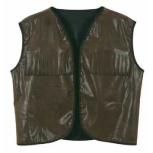 Faux Brown Leather Vest w/Fringe