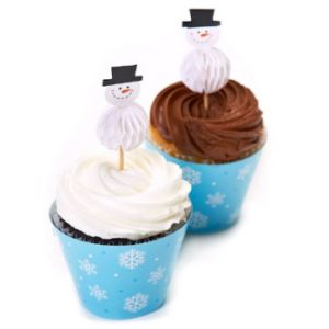 Snowflake Cupcake Wrapper w/Picks