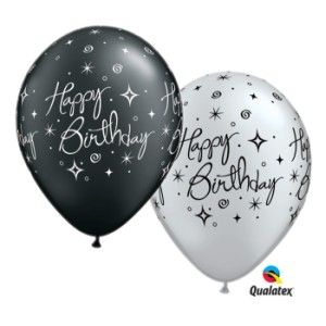 Happy Birthday Elegant Sparkle Qualatex Latex Balloons