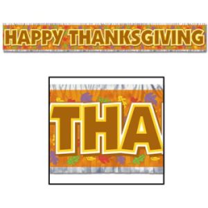 Metallic Happy Thanksgiving Fringe Banner