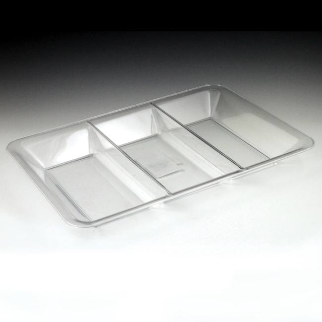 Clear Plastic Sectional Tray 9.5" x 14" Rigid Plastic Serving Trays
