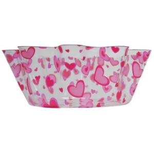 Valentine Heart Toss 10-inch Bowl Clear Fluted Bowl