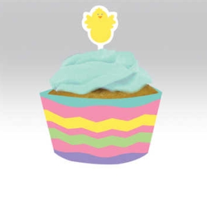 Easter Chick Cupcake Wrapper w/Picks