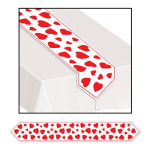 Red Hearts Plastic Tablerunner