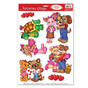 Cuddly Critter Valentine Window Clings