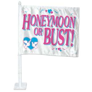 Honeymoon or Bust Car Flag