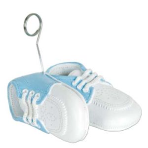 Baby Shoes Blue Photo/Balloon Holder