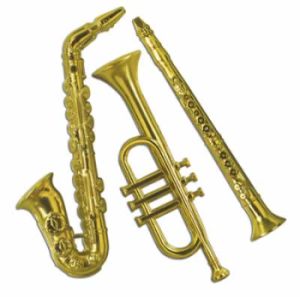 Gold Plastic Musical Instruments Wall Decoration