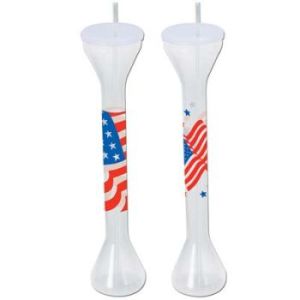 Patriotic Plastic 25oz Party Yard Glass w/Lid & Straw