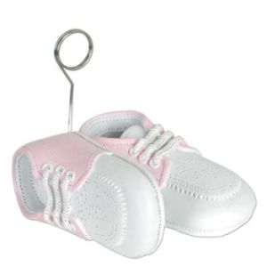 Baby Shoes Pink Photo/Balloon Holder