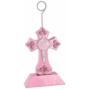Pink Cross Photo/Balloon Holder