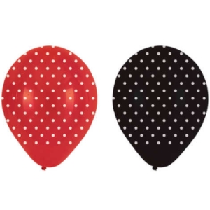 Red & Black Polka Dot Latex 12-Inch Balloons