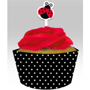 Ladybug Fancy Cupcake Wrapper w/Picks