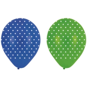 Blue & Green Polka Dot Latex 12-Inch Balloons