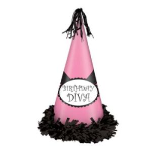Birthday Diva Fringed Foil Party Hat