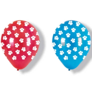 Puppy Paws Blue & Red Latex Balloons