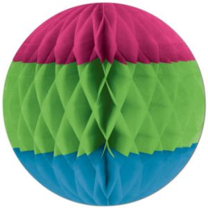 Tissue Ball 12-Inch, Cerise, Lt Green & Turquoise