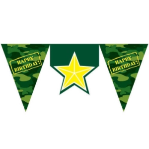 Camouflage Happy Birthday Flag Banner