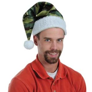 Camouflage Velvet Santa Hat w/Plush Trim
