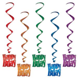Happy Birthday Hanging Whirls