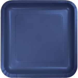 Square Paper Plates, 9-inch Deep Dish, Navy Blue