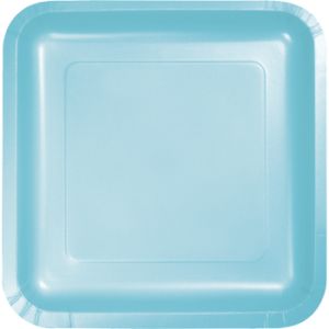 Square Paper Plates, 7-inch Deep Dish, Pastel Blue