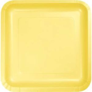 Square Paper Plates, 7-inch Deep Dish, Yellow