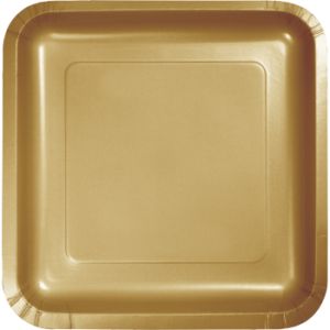 Square Paper Plates, 7-inch Deep Dish, Gold