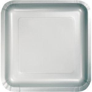Square Paper Plates, 9-inch Deep Dish, Silver