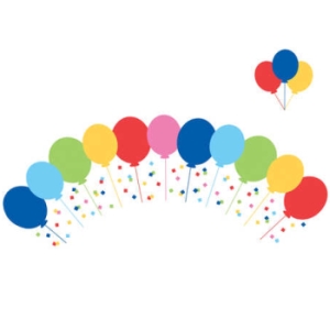 Balloons Cupcake Wrappers w/Picks